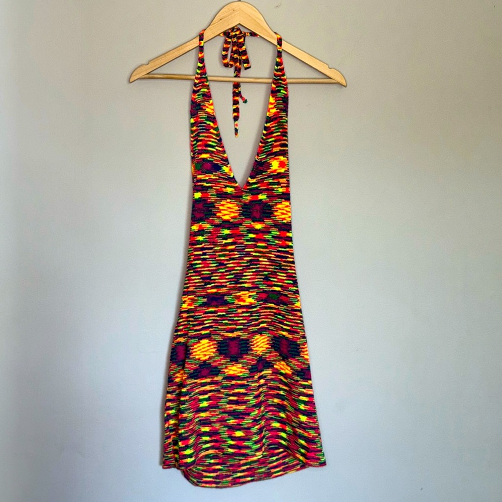 Vintage Knit Halter Backless Mini Dress